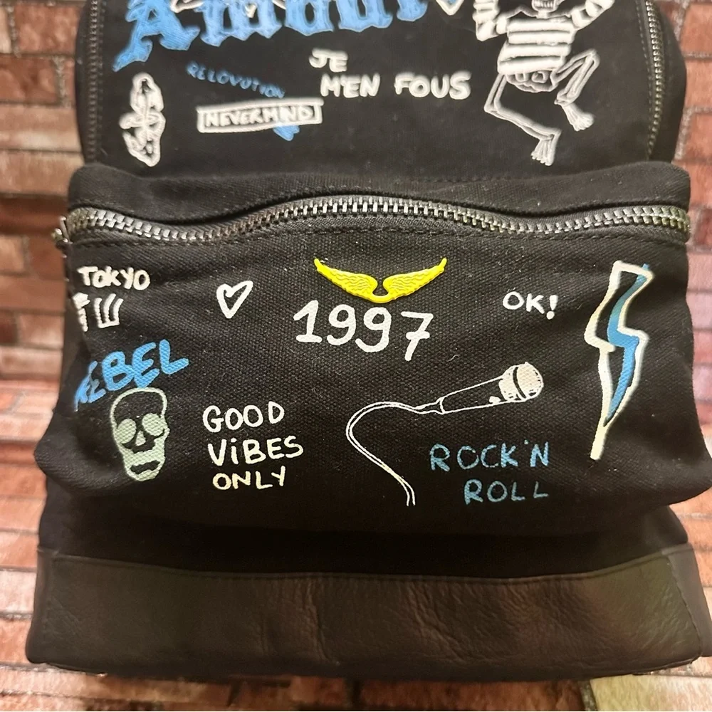 ZADIG & VOLTAIRE Black Graphic Men's Backpack RARE